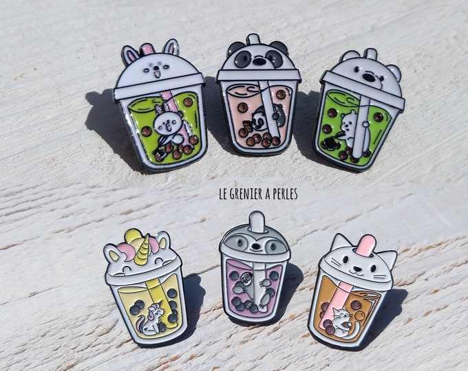 Cute animal Bubble Tea pins