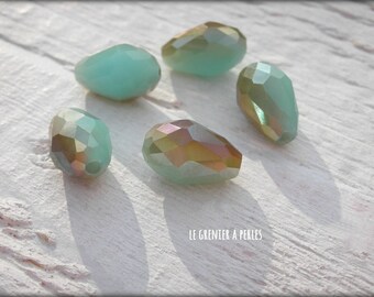 Pearls drops 12 x 8 mm Turquoise Opal AB X 5