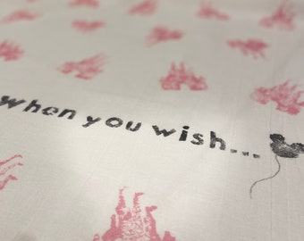 Disney -  Castle - Baby blanket - Swaddle Blanket - Cotton - Hand Stamped - Vintage Inspired