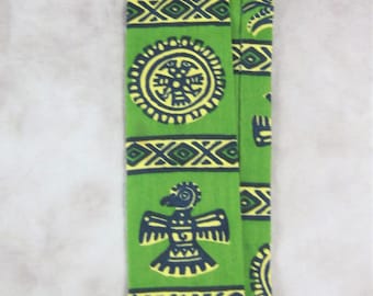 Hand Printed Square Bottom Skinny Tie by Chicken Little / Rooster By Sun Fabrics -For Tepper's Dept Store Plainfield NJ South American Motif