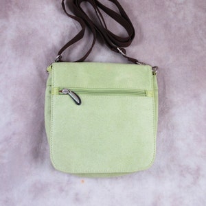 Bolso bandolera TRAVELON de gamuza sintética verde, bolso organizador múltiple con trabilla para cinturón y correa para el hombro