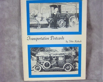 1976 TRANSPORTATION POSTCARDS Guide Book by John Kaduck - Bicycles, Cars, Delivery Trucks, Zepplins, Trains, Balloons. Airplanes  PB