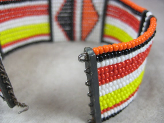 American Indian Style Beaded Bracelet - Glass See… - image 4