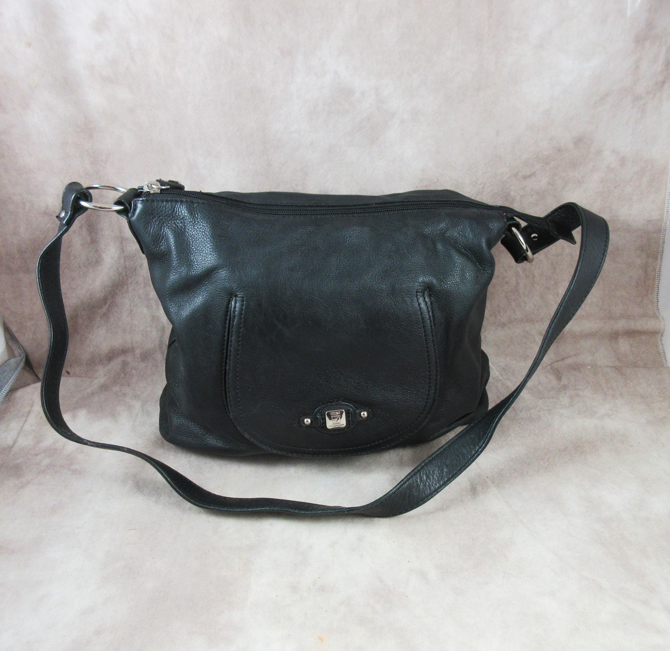 Stone Mountain LEATHER Handbag - Black Shoulder Bag 
