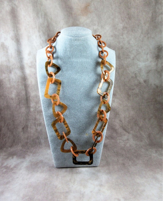 Vintage Lucite Plastic Chunky Geometric Necklace … - image 1