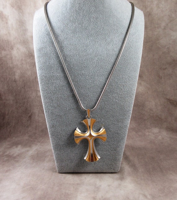 RaRe CROWN TRIFARI Stylized Cross Necklace on Ori… - image 4