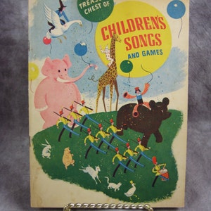 1935 NURSERY RHYME Songbook - Treasure Chest of Children&#39;s Songs and Games - Illustrated Softcover Mother Goose Jack Spratt Humpty Dumpty