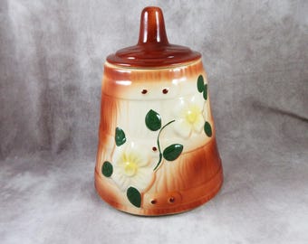 American Bisque Floral BUTTER CHURN Cookie Jar - Heavy - 1930's Vintage