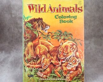 1959 "Wild Animals" Coloring Book - Whitman Publishing Company - Children's Kid's