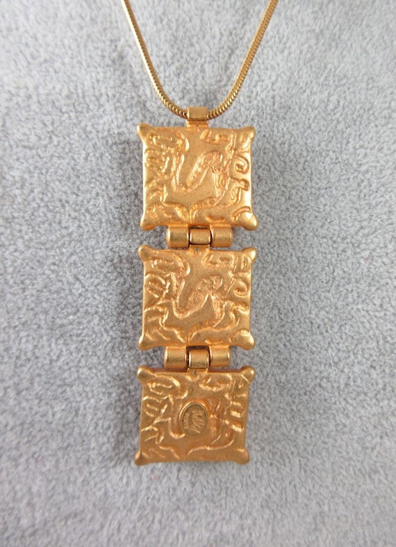 ISAKY PARIS France - Signed - Modern PEACH Glass Triple Necklace 