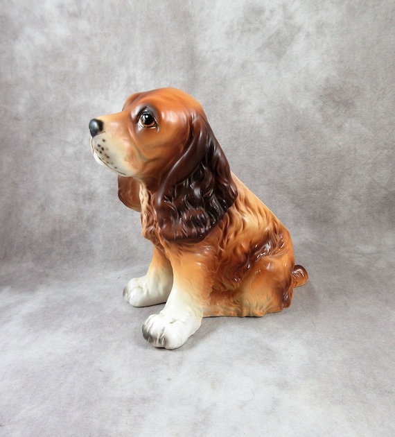 「C. Spaniel - 7081」置物 Cocker Spaniel Ceramic Dog Planter - Made in Japan R/B B/R