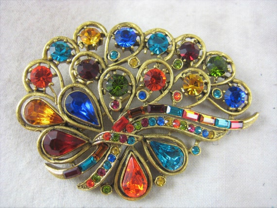 Colorful MULTI COLOR BROOCH Pin Broach - Large, S… - image 1