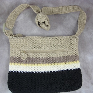 Bolso de mano MACRAME de algodón de Liz Claiborne - Monedero con cremallera y 2 compartimentos - Paleta neutra