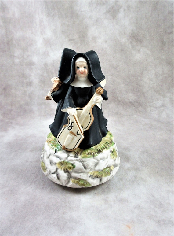 Vintage Musical Nuns Figurine, The Singing Nun Dominique, Japan