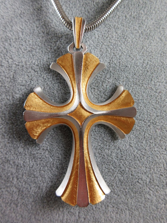 RaRe CROWN TRIFARI Stylized Cross Necklace on Ori… - image 3