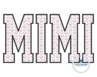 MIMI Applique Embroidery Design Four Sizes Grandma Mother's Day Gift 5x7, 8x8, 6x10, 8x12 Hoop
