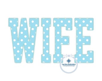 Disegno ricamo applique MOGLIE carattere accademico punto bordo diamante in tre misure 5x7, 6x10 e 8x12 telaio
