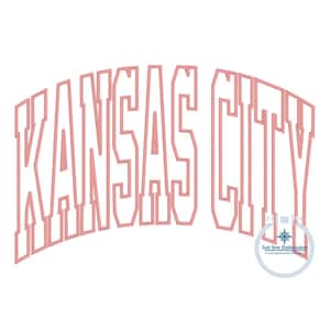 Kansas City Arched Outline Embroidery Machine Design Satin Stitch Three Sizes 6x10, 7x12, and 8x12 Hoop