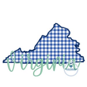 Virginia Zigzag State Applique with Embroidered Script Overlapping Design Five Sizes 5x7, 8x8, 6x10, 7x12, and 8x12 Hoop