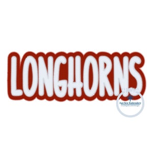 LONGHORNS Two Layer Applique Embroidery Design Machine Embroidery Two Color ZigZag Edge 8x12 Hoop