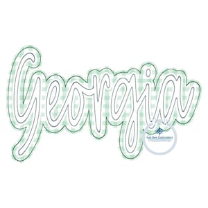 Georgia Double Raggy Script Applique Embroidery Bean Stitch Design GA Four Sizes 5x7, 8x8, 6x10, 7x12 Hoop