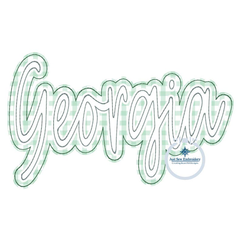 Georgia Double Raggy Script Applique Embroidery Bean Stitch Design GA ...