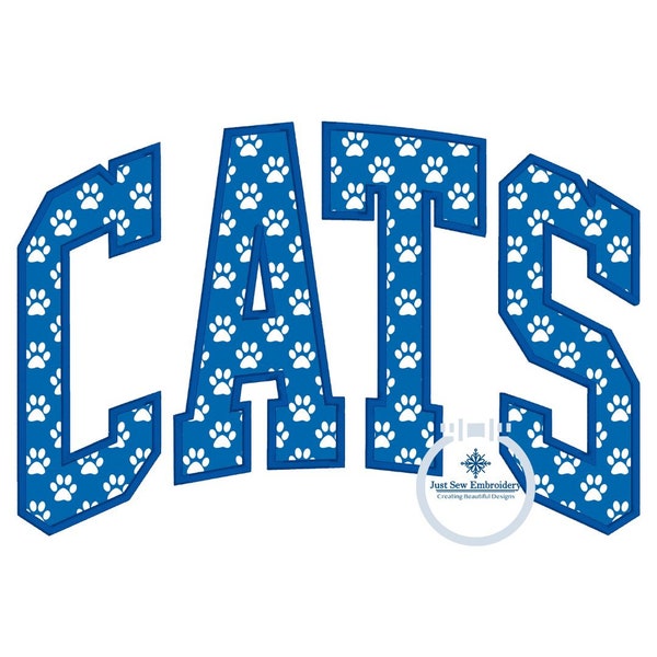 Cats Arched Applique Embroidery Design Machine Embroidery Satin Stitch Five Sizes 5x7, 8x8, 6x10, 7x12, and 8x12 Hoop