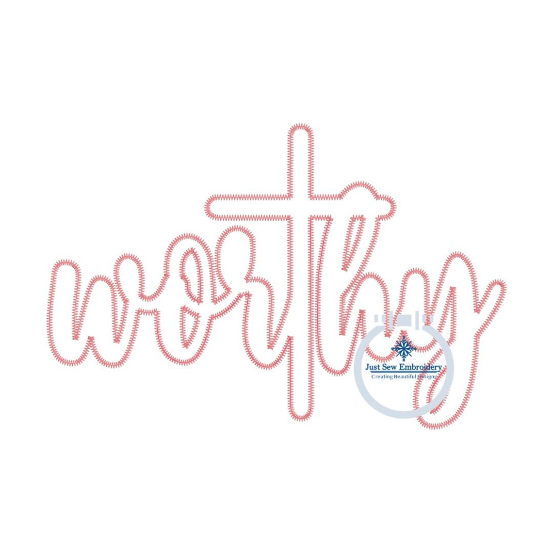 Worthy Cross Applique Embroidery Design Zigzag Stitch Christian Easter ...