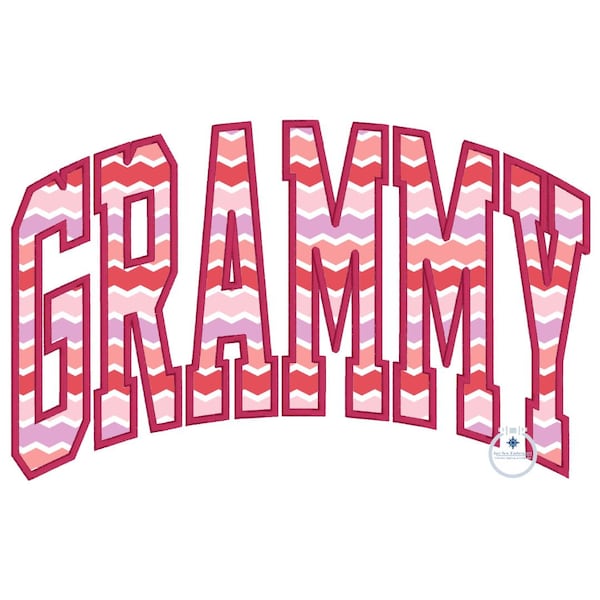 Grammy Arched Satin Applique Embroidery Design Three Sizes 8x8, 6x10, 8x12 Hoop