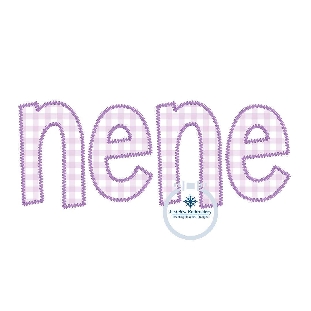 Nene Monogram Nene Applique Embroidery Design Zigzag Edge Stitch Grandma Mother's Day ...