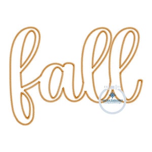 FALL Script Zigzag Applique Machine Embroidery Design Five Sizes 5x7 ...