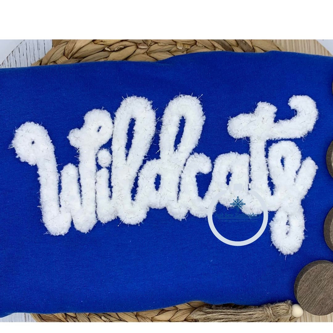 WILDCATS Script Chenille Yarn Applique Design Machine Embroidery Two
