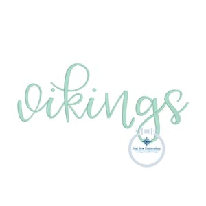 Vikings bestickte Schrift Satin-Stich Design 8x12 Hoop