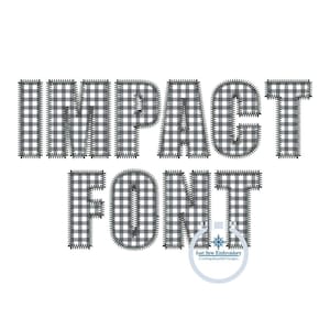 IMPACT Zigzag Applique Embroidery Font Three Sizes 2 inch, 3 inch, 4 inch, Native BX
