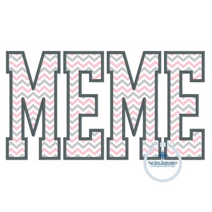 Meme Applikation Stickmuster Satinstich Rand Vier Größen Oma Muttertag Geschenk 13x18, 20x20, 6x10, 8x12 Hoop