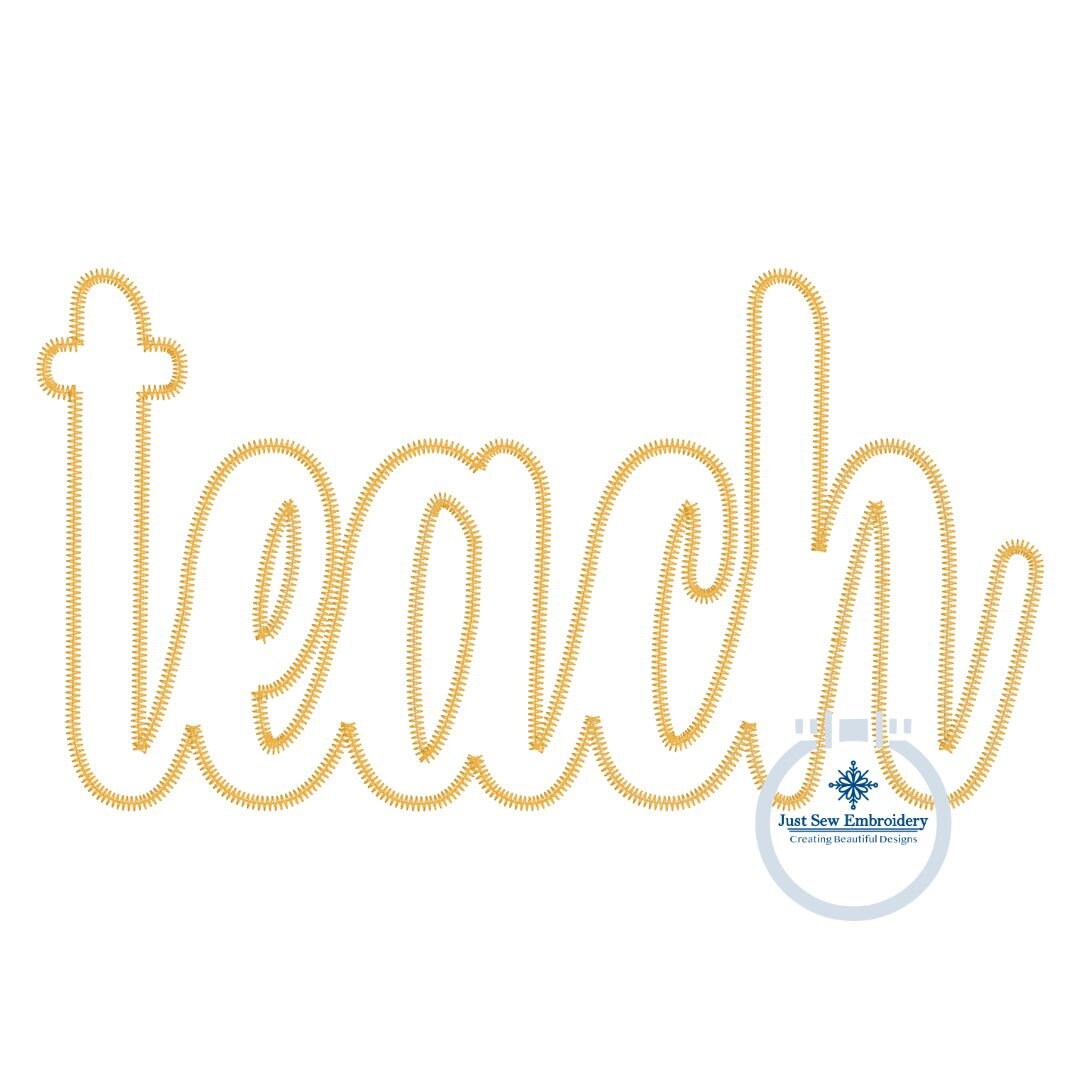 Teach Script Zigzag Applique Embroidery Teacher Machine Design Four ...