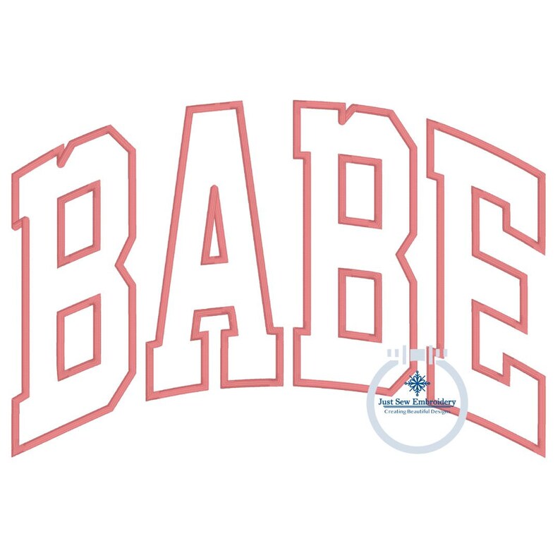 BABE Arched Satin Applique Embroidery Design Academic Font Five Sizes ...