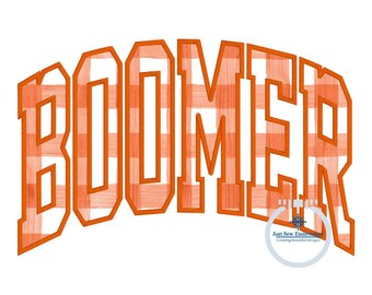 BOOMER Arched Satin Applique Embroidery Design Four Sizes 5x7, 8x8, 6x10, 8x12 Hoop Oklahoma OK