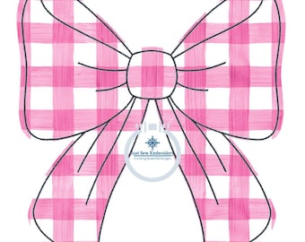 Side Bow Applique Embroidery Design Quick Stem Stitch Edge Seven Sizes 4x4, 5x5, 6x6, 7x7, 8x8, 9x9, and 10x10 Hoop