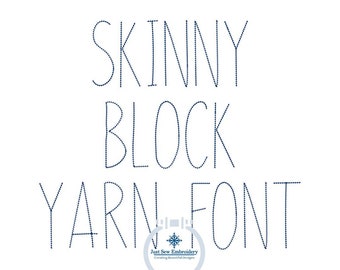 Chenille Yarn Skinny Block Font Applique Embroidery Six Sizes 3, 4, 5, 6, 7, and 8 Inch, plus Native BX