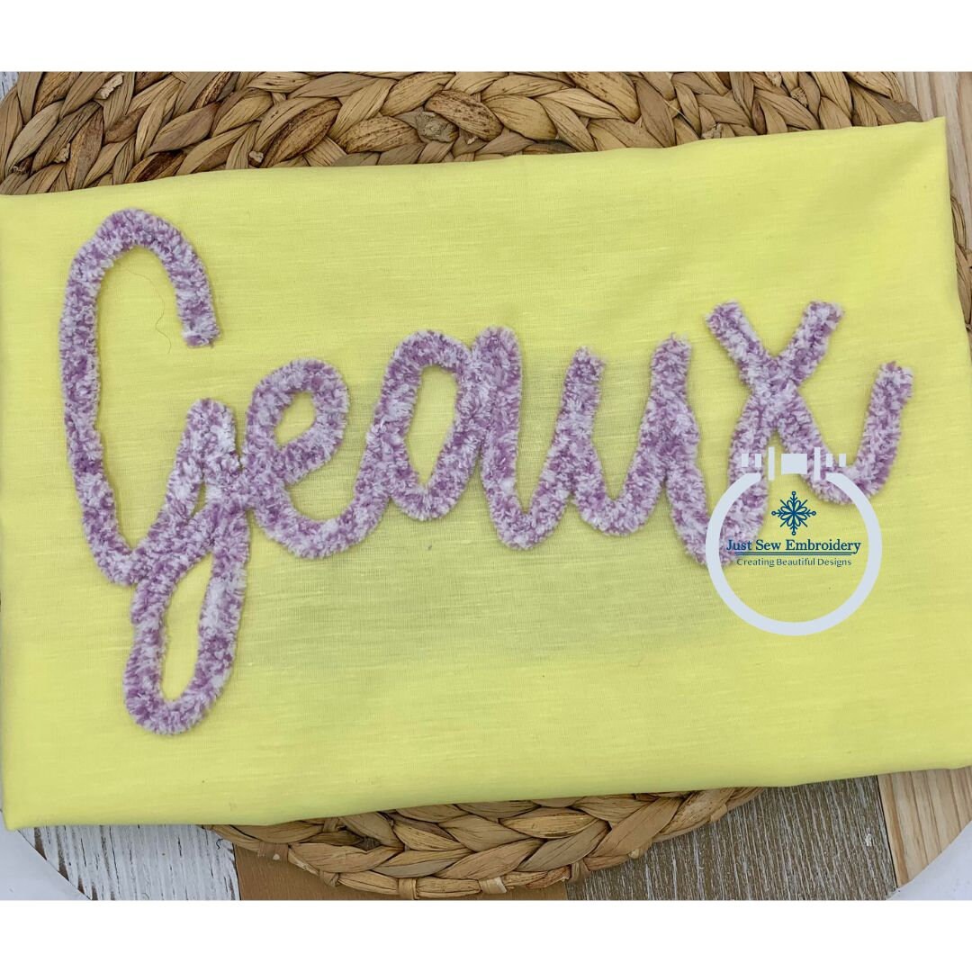 Geaux Chenille Yarn Applique Script Machine Embroidery Design Four