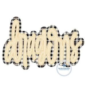 DRAGONS Two Layer Applique Embroidery Bean (Raggy) Edge Script Design Machine Embroidery Five Sizes 5x7, 8x8, 6x10, 7x12, 8x12 Hoop