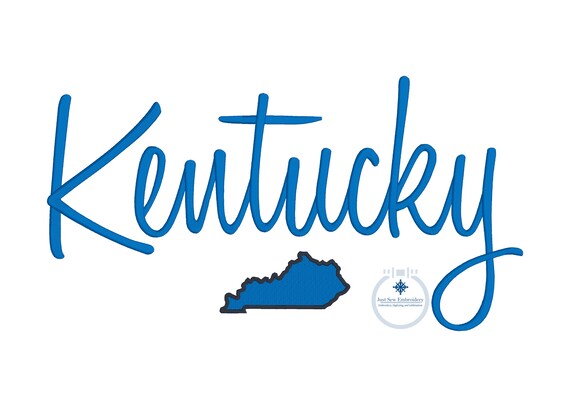 Kentucky Embroidered Script Satin Stitch With Fill Stitch - Etsy