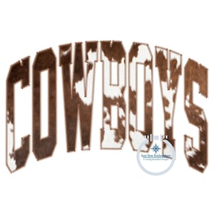 Cowboys Arched Zigzag Applique Embroidery Machine Design Five Sizes 5x7, 8x8, 6x10, 7x12, and 8x12 Hoop