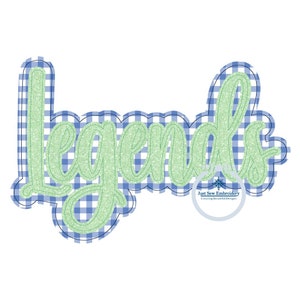 Legends Double Raggy stoffen borduurontwerp vijf maten 5 x 7, 8 x 8, 6 x 10, 7 x 12 en 8 x 12 hoepel