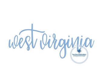 Haftowane pismo West Virginia Haft maszynowy WV Sześć rozmiarów 7, 8, 9, 10, 11 i 12 cali