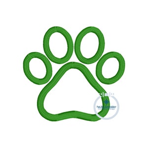 Puede incluir: Diseño de bordado de contorno de huella de pata verde. Just Sew Embroidery Creative Machine Embroidery Designs.