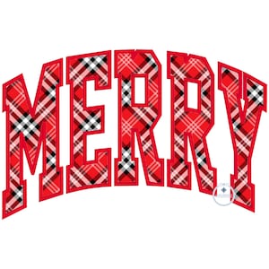 Merry Arched Satin Applique Embroidery Machine Design Four Sizes 5x7, 8x8, 6x10, 8x12 Hoop