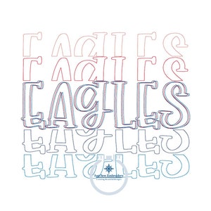 Eagles Embroidered Bean Stitch Repeat Design Five Sizes 4x4, 5x7, 8x8, 6x10, and 8x12 Hoop