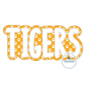 TIGERS Double Zigzag Applique Embroidery Tall Two Color Four Sizes 5x7, 8x8, 6x10, and  7x12 Hoop